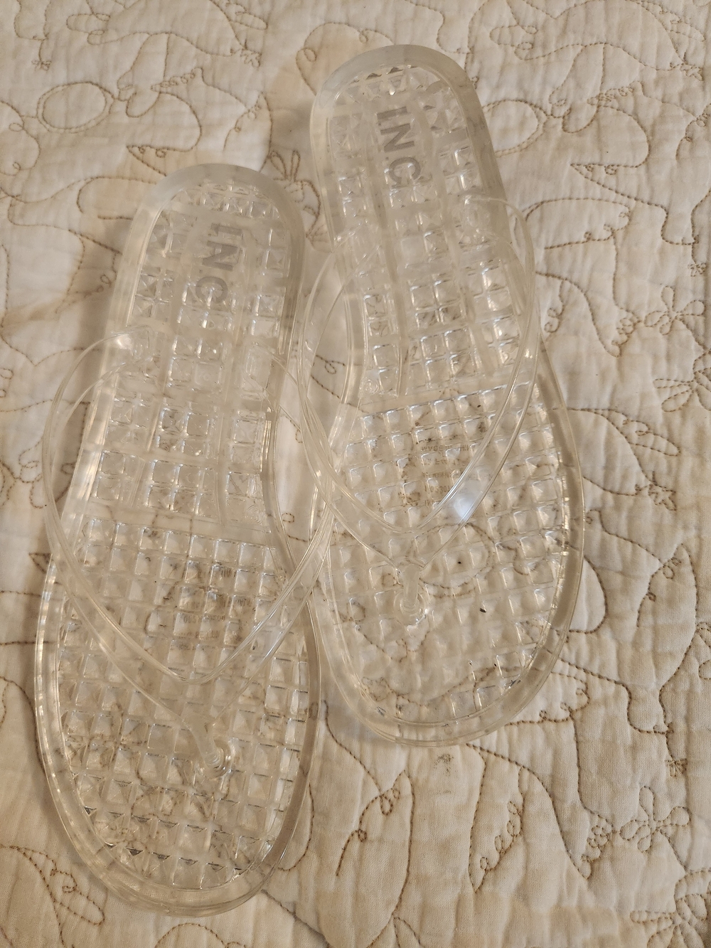 INC International Concepts Clear Jelly Flip Flop Sandals - Transparent